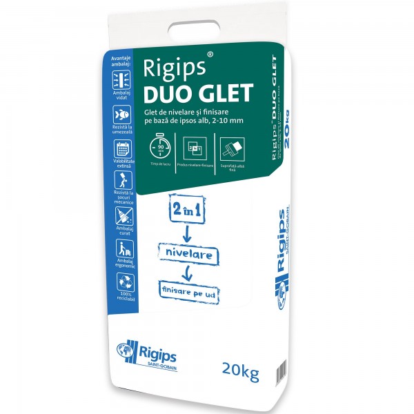 Rigips® DUO GLET - Glet 2-in-1 de nivelare și finisare (20 kg)