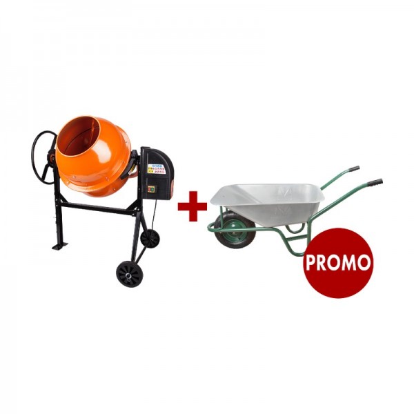 Pachet Promo Betoniera 180 Litri 800W + Roaba 85 Litri Cuva Zincata (1+1) Evotools